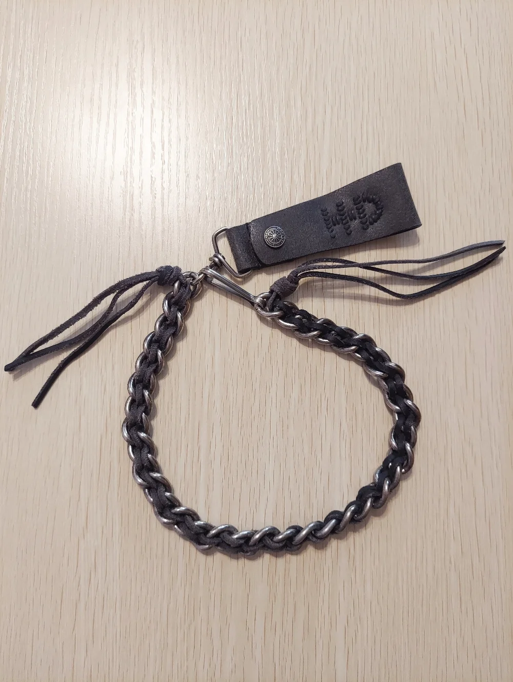 NWOT Harley Davidson Braided Gray/Black Leather and Metal 16